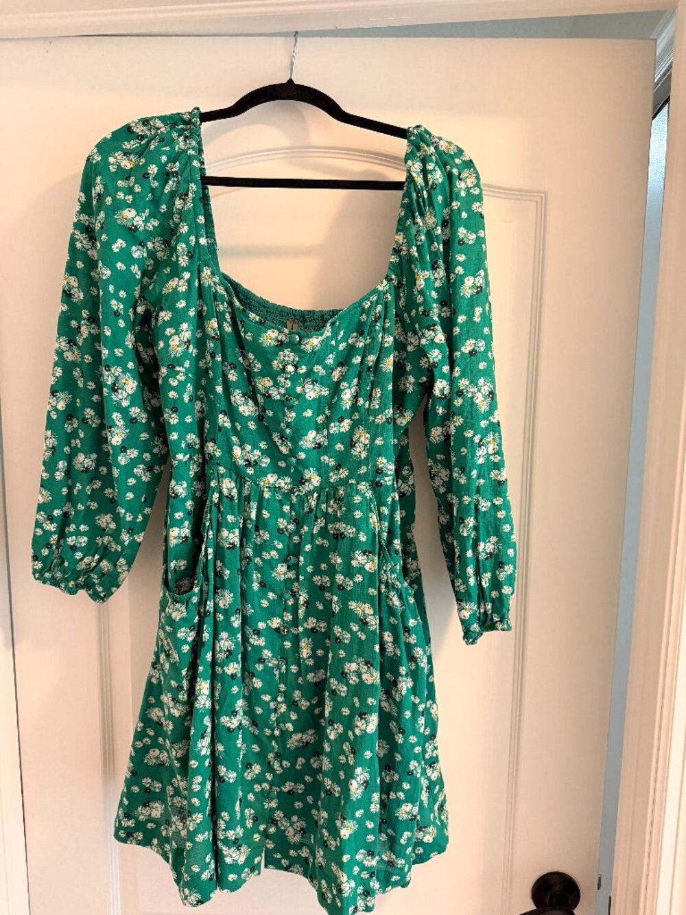 Anthropologie Green Floral Mini Dress